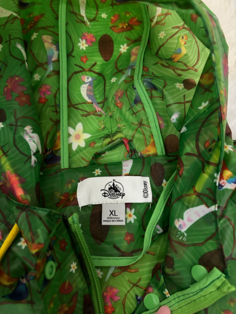Disney Enchanted Tiki Room Green Hooded Rain Jacket - Picture 5 of 9